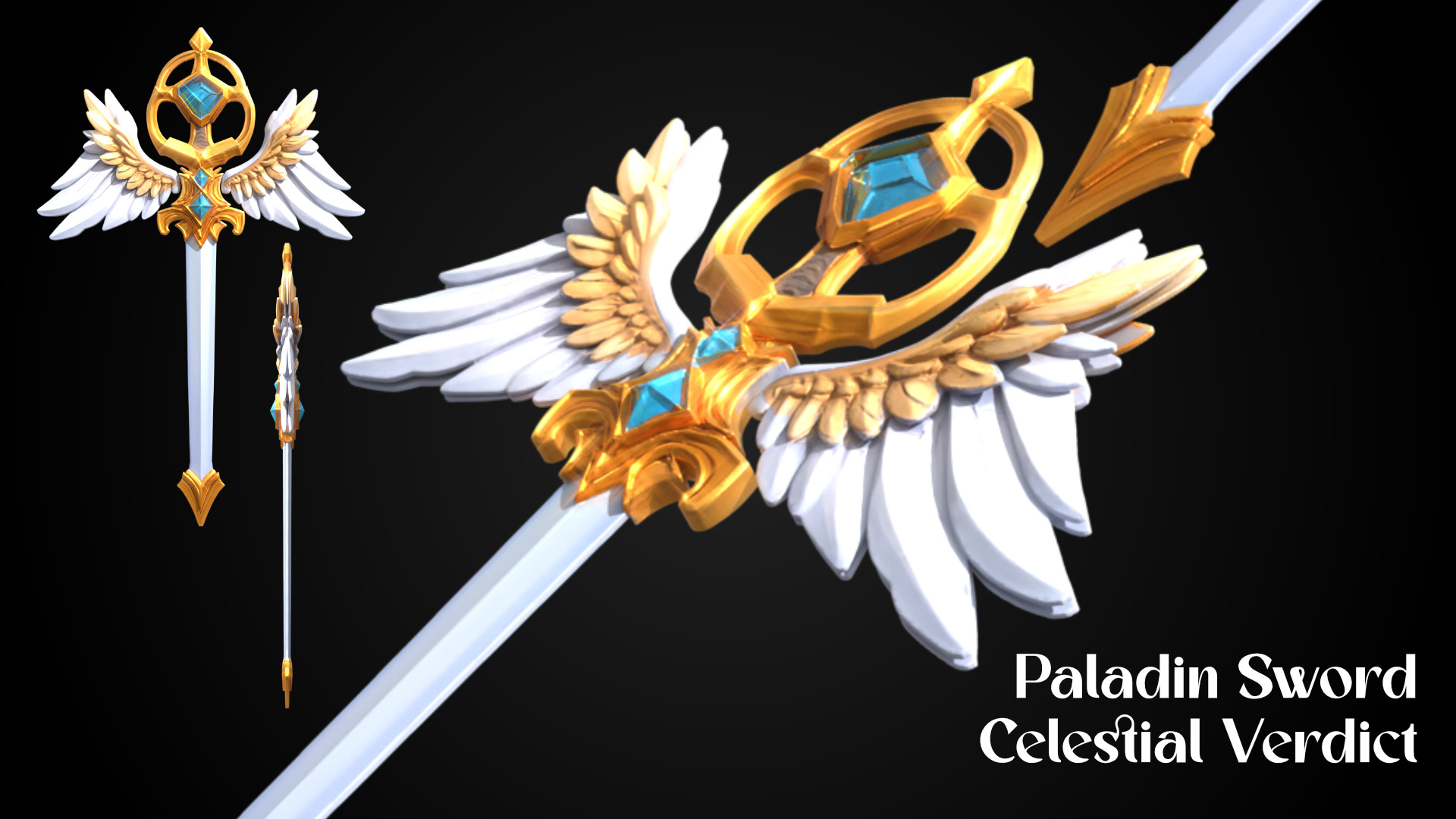 Stylized Sword - Paladin Sword Celestial Verdict - Game Ready 3D model_5