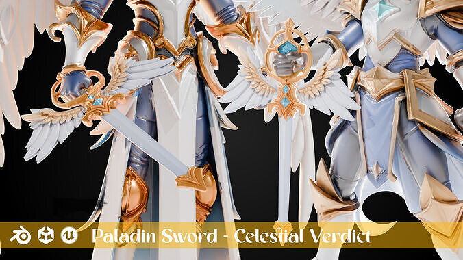 Stylized Sword - Paladin Sword Celestial Verdict - Game Ready 3D model