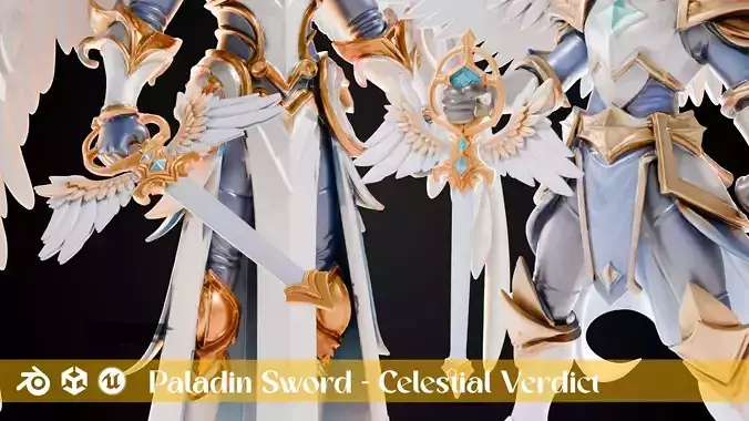 Stylized Sword - Paladin Sword Celestial Verdict - Game Ready