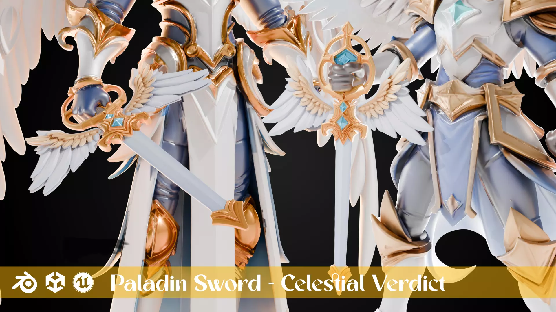 Stylized Sword - Paladin Sword Celestial Verdict - Game Ready 3D model_0