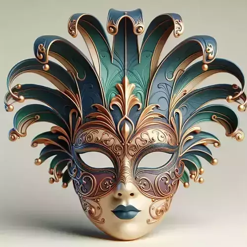  654  Venetian  Carnival   Mask     Color     3D Model