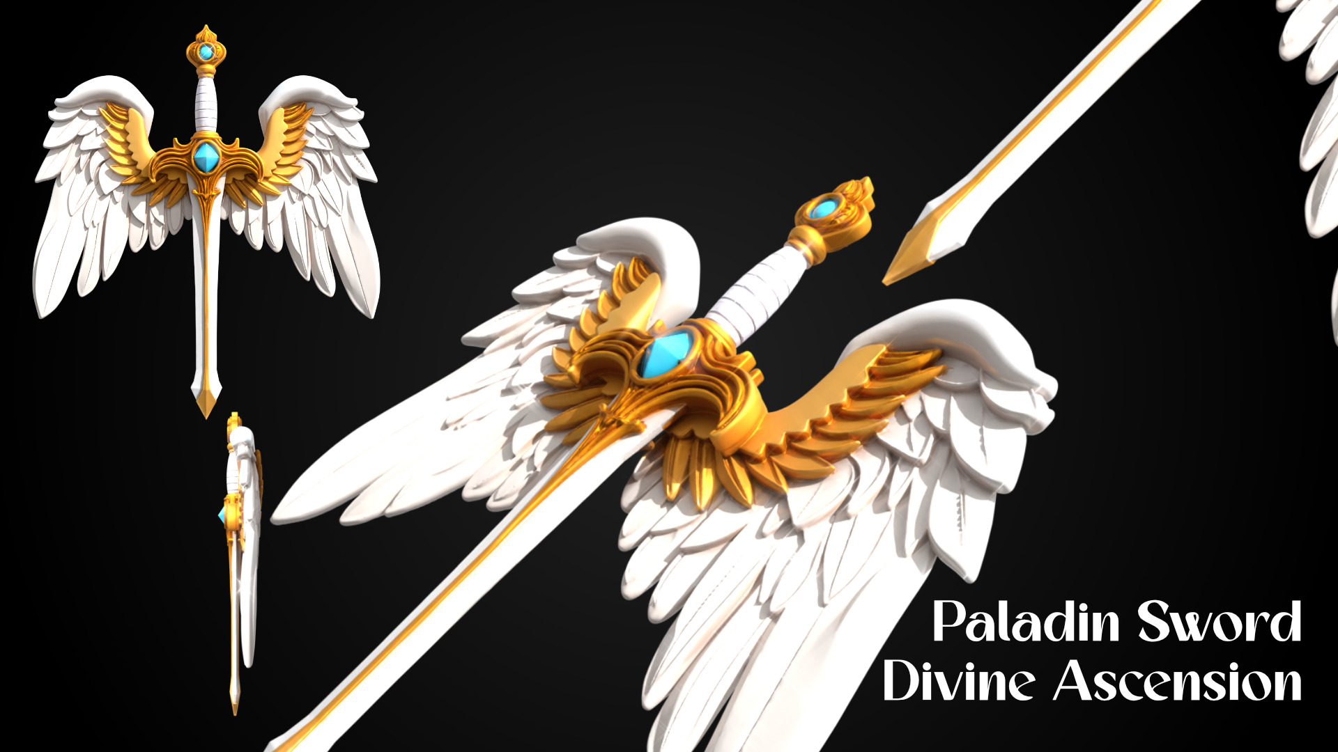 Stylized Sword - Paladin Sword Divine Ascension - Game Ready 3D model_5