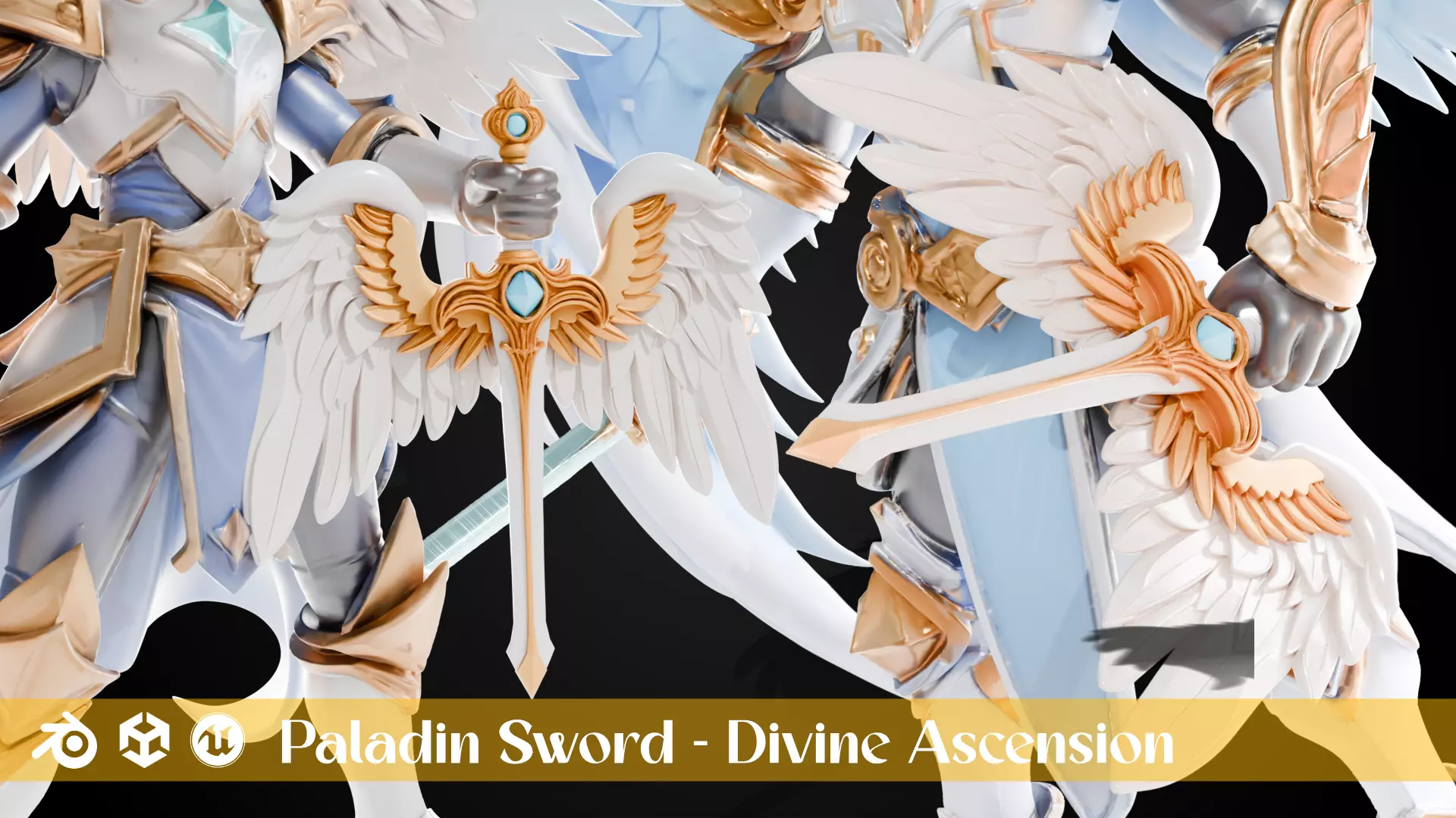 Stylized Sword - Paladin Sword Divine Ascension - Game Ready 3D model_0