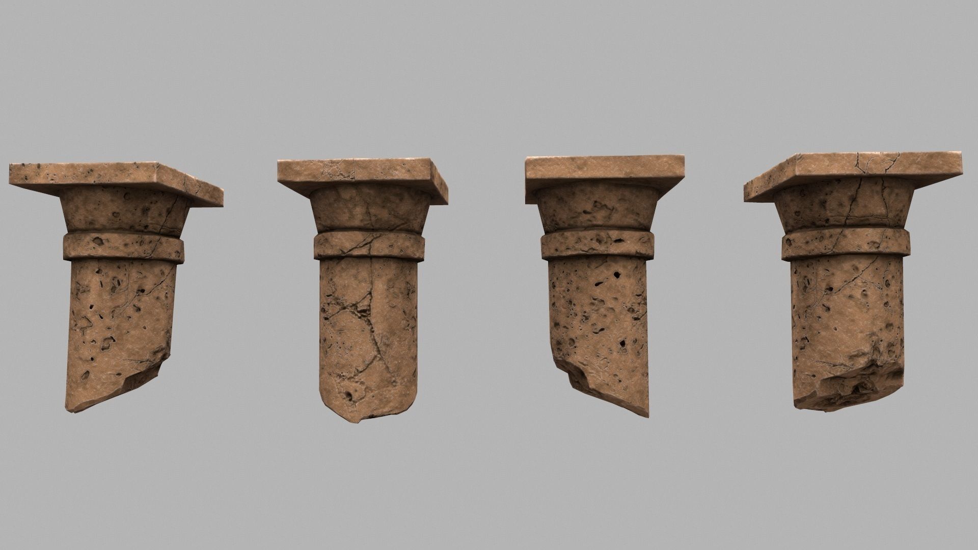 pillar set 5 of old stone pillars Low-poly 3D model_6