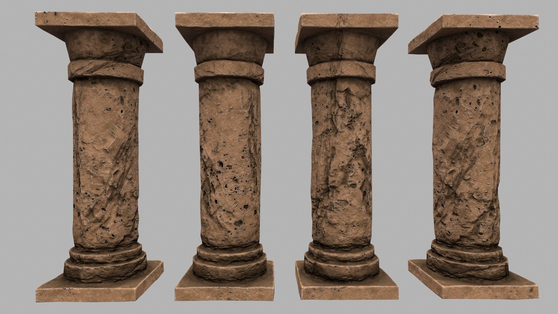 pillar set 5 of old stone pillars Low-poly 3D model_10