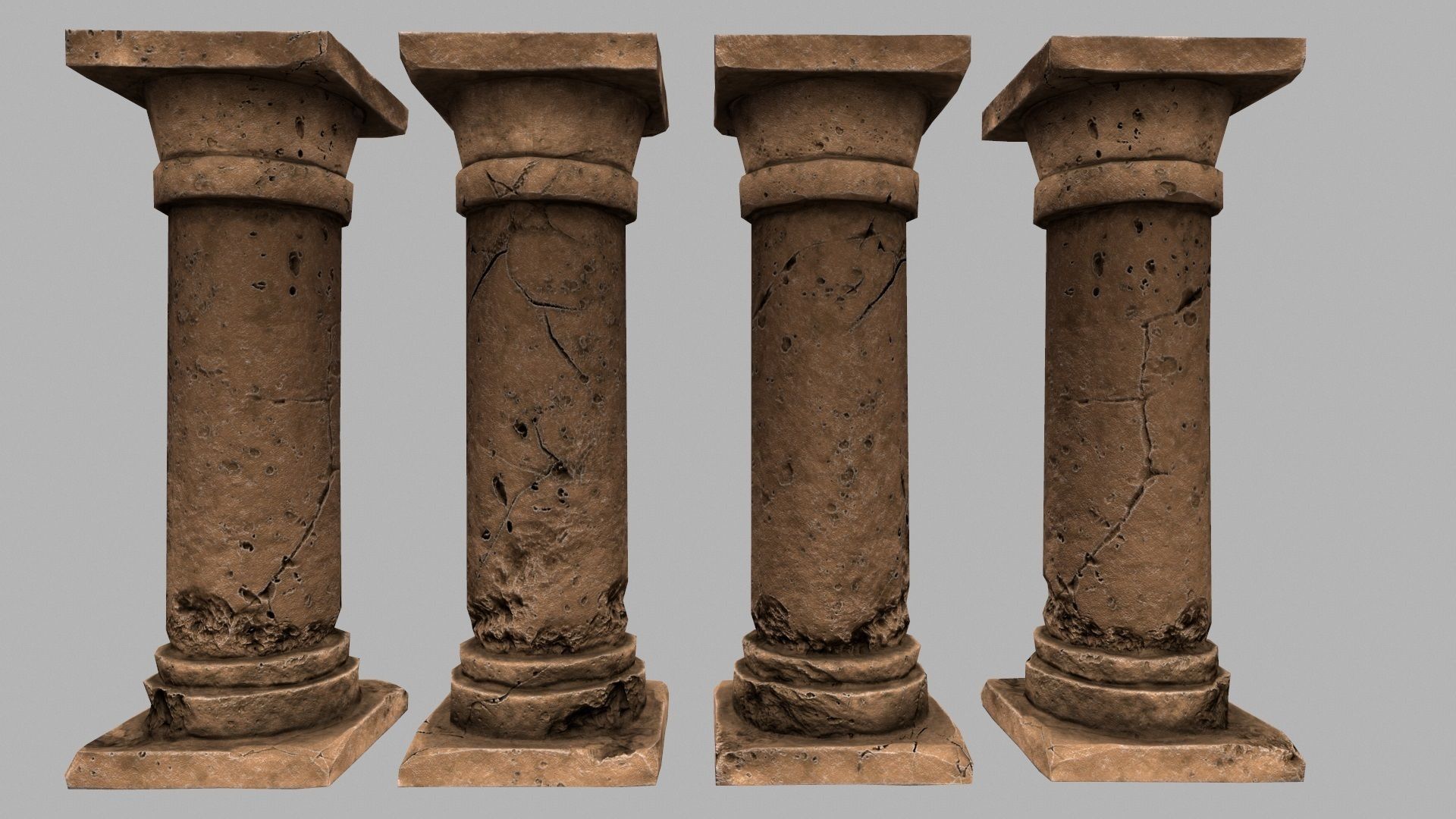 pillar set 5 of old stone pillars Low-poly 3D model_7
