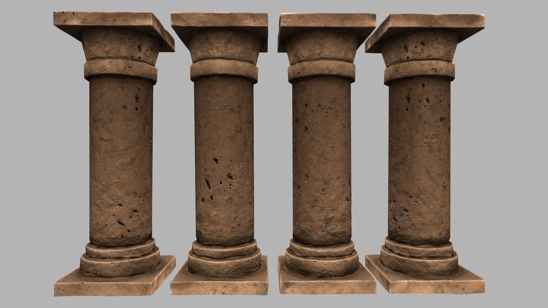 pillar set 5 of old stone pillars Low-poly 3D model_5
