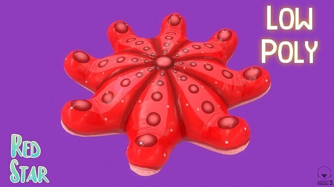 Stylized Starfish Pillow Cartoon Cushion Low-poly 3D model