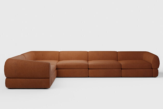 Chale 5 Piece Sectional Sofa Luca Bone 3D model