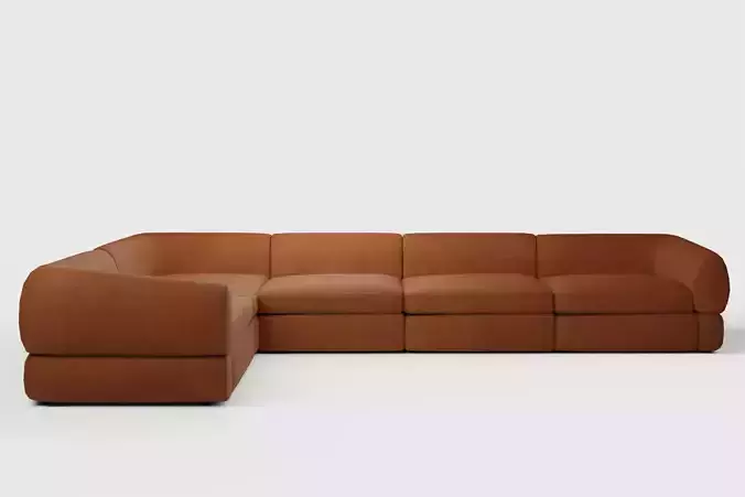 Chale 5 Piece Sectional Sofa Luca Bone 3D model