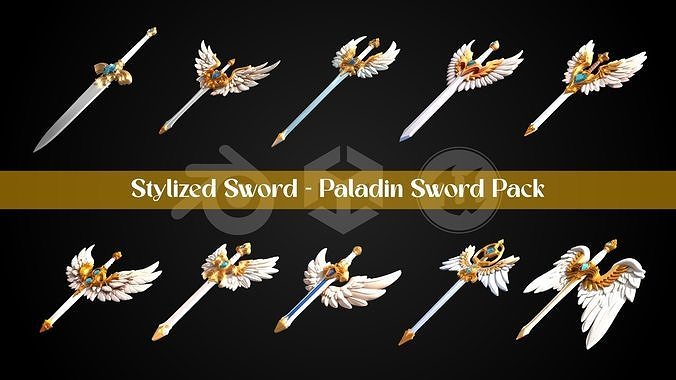 Stylized Sword - Paladin Sword Pack 3D Model Collection