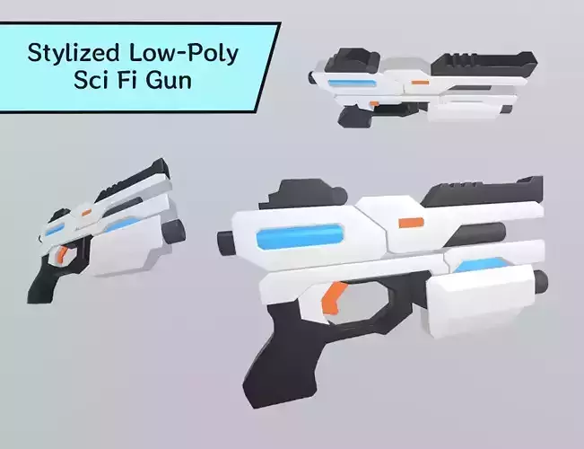 Stylized Low-Poly Sci-Fi Gun Low-poly 3D model