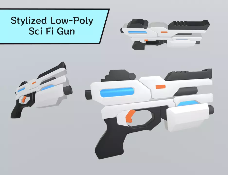 Stylized Low-Poly Sci-Fi Gun Low-poly 3D model_0