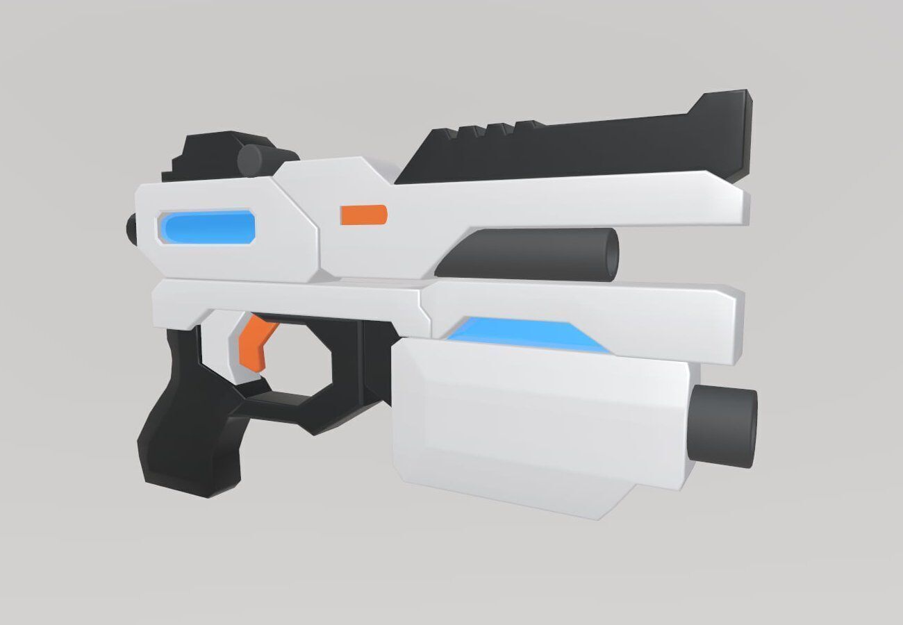 Stylized Low-Poly Sci-Fi Gun Low-poly 3D model_8