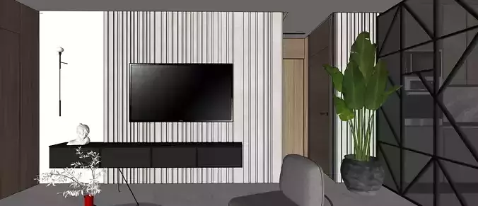 sketchup modern interior design  apartement  3D model