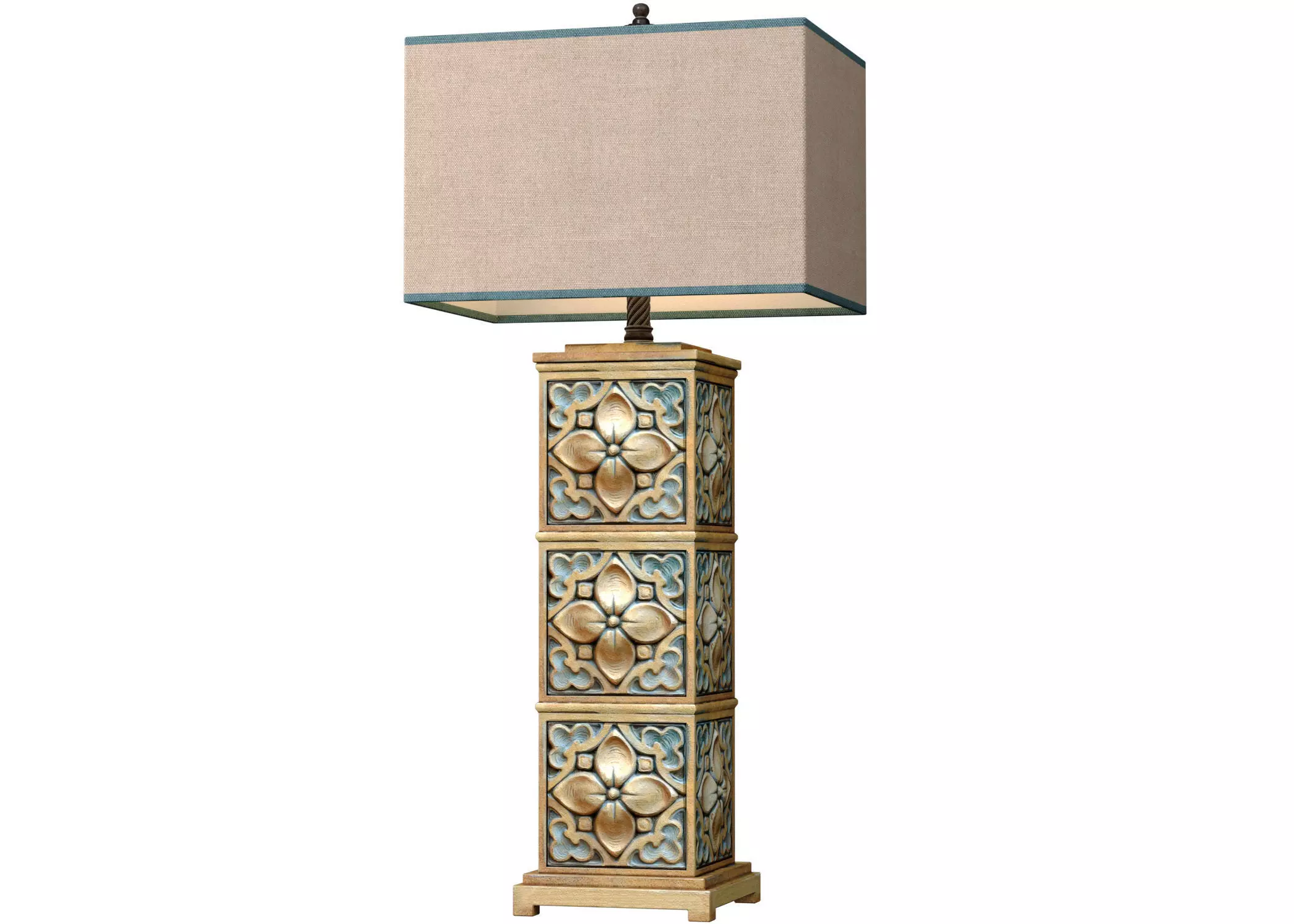 Tall Aged Arabic Oriental Nightstand bedside Eastern Table Lamp 3D model_0