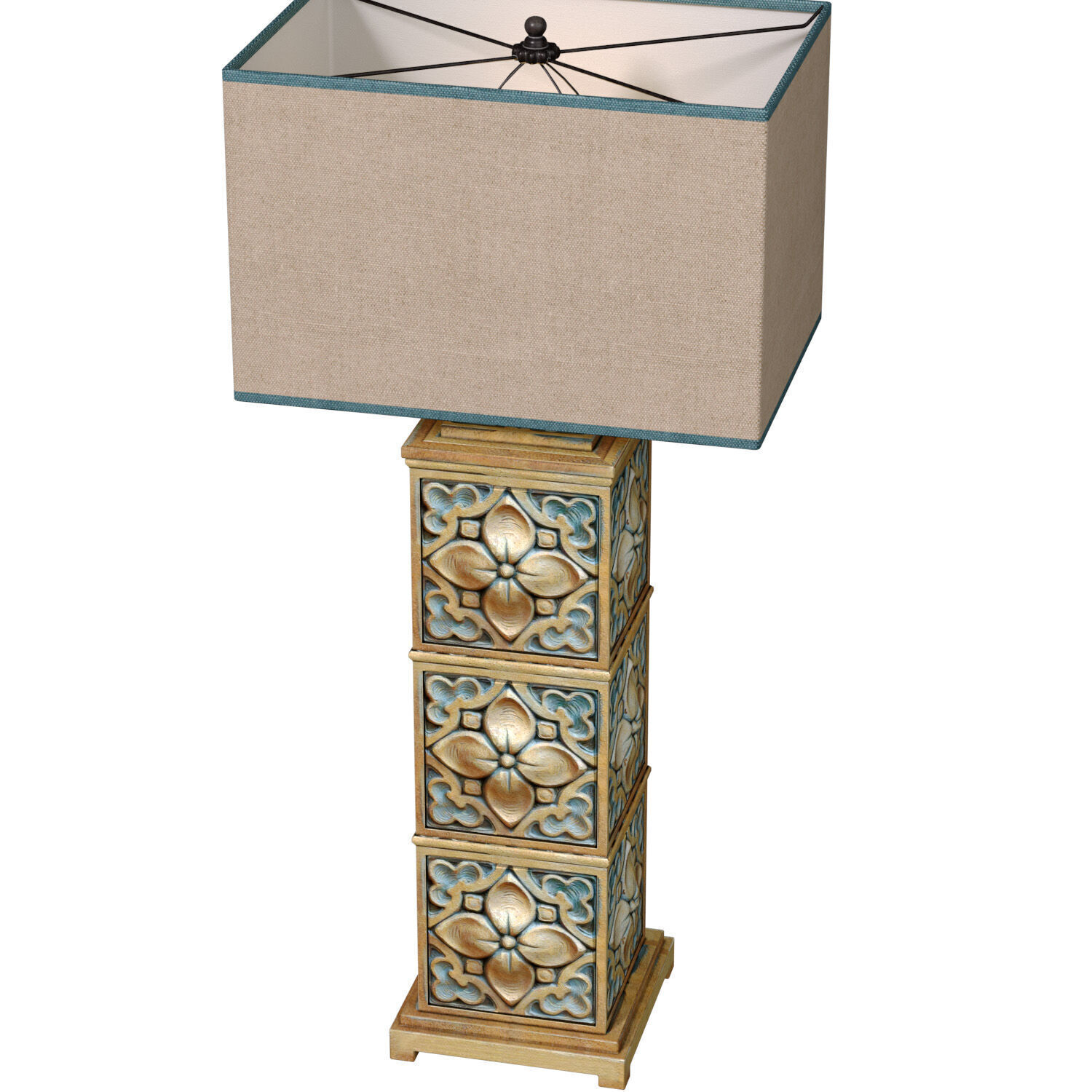 Tall Aged Arabic Oriental Nightstand bedside Eastern Table Lamp 3D model_2