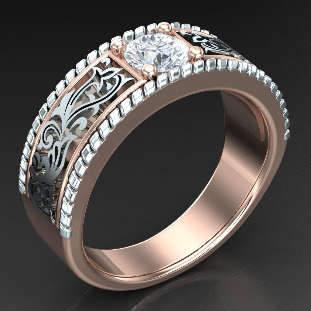 Diamond Accent Men Ring 4MR098 3D print model_5