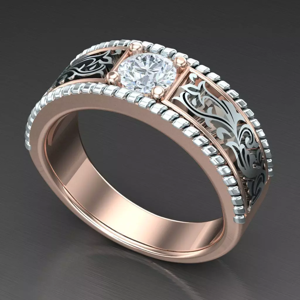 Diamond Accent Men Ring 4MR098 3D print model_0