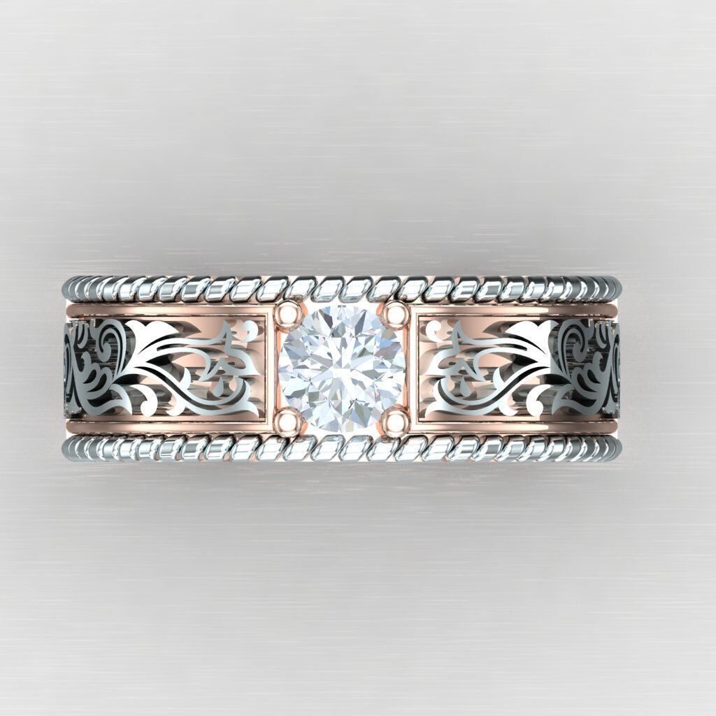 Diamond Accent Men Ring 4MR098 3D print model_8