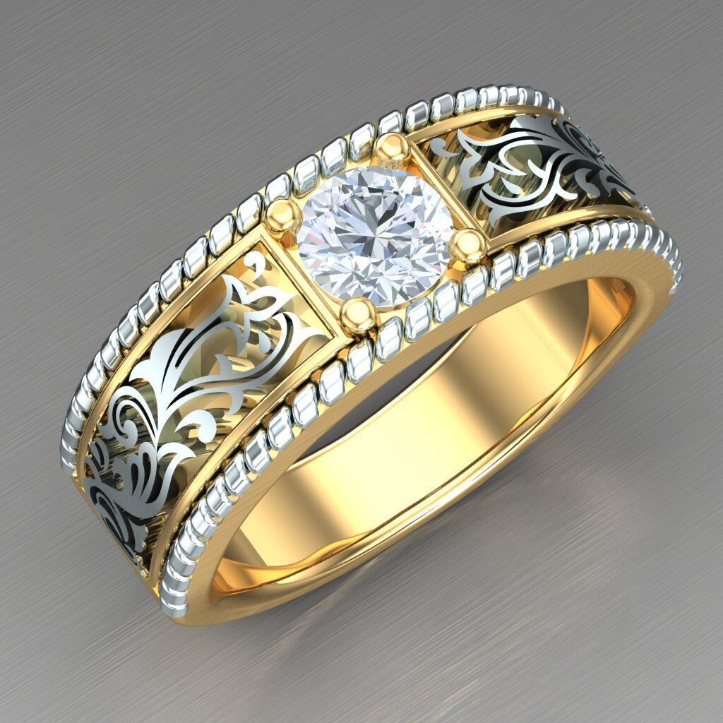 Diamond Accent Men Ring 4MR098 3D print model_11