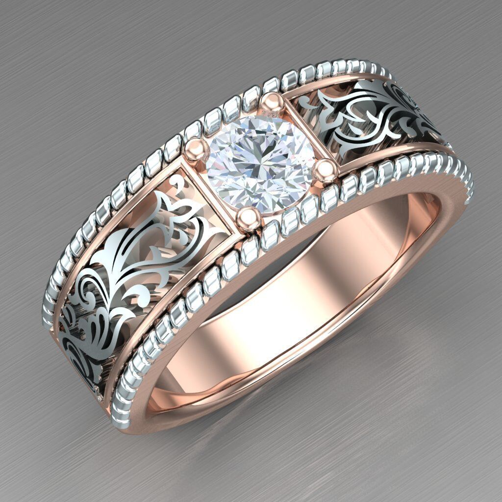 Diamond Accent Men Ring 4MR098 3D print model_10