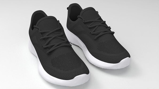 Running black shoes Low-poly 3D model