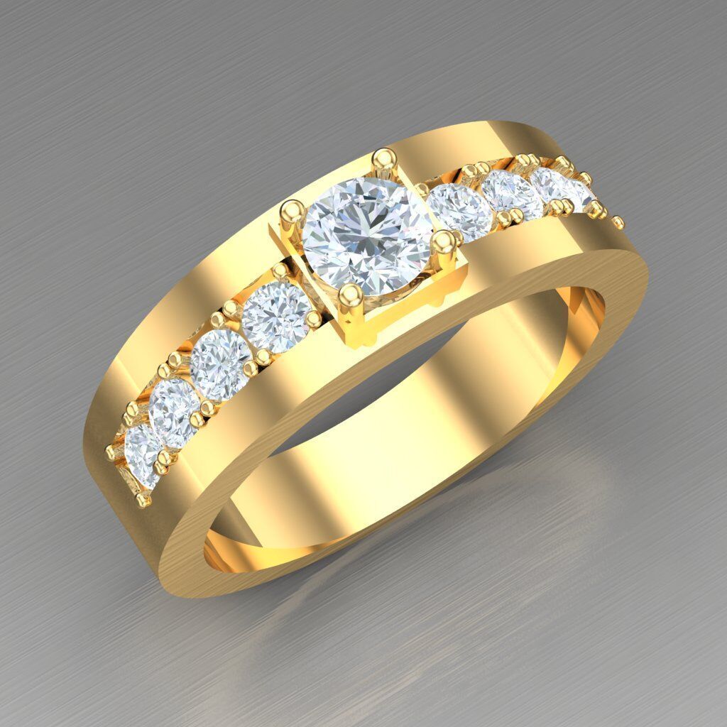 Diamond Accent Men Ring 4MR093 3D print model_11