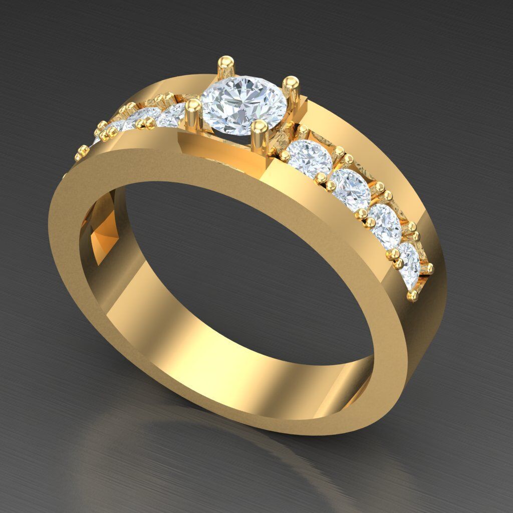 Diamond Accent Men Ring 4MR093 3D print model_7