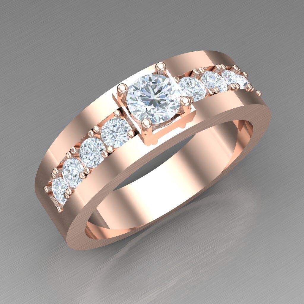 Diamond Accent Men Ring 4MR093 3D print model_10