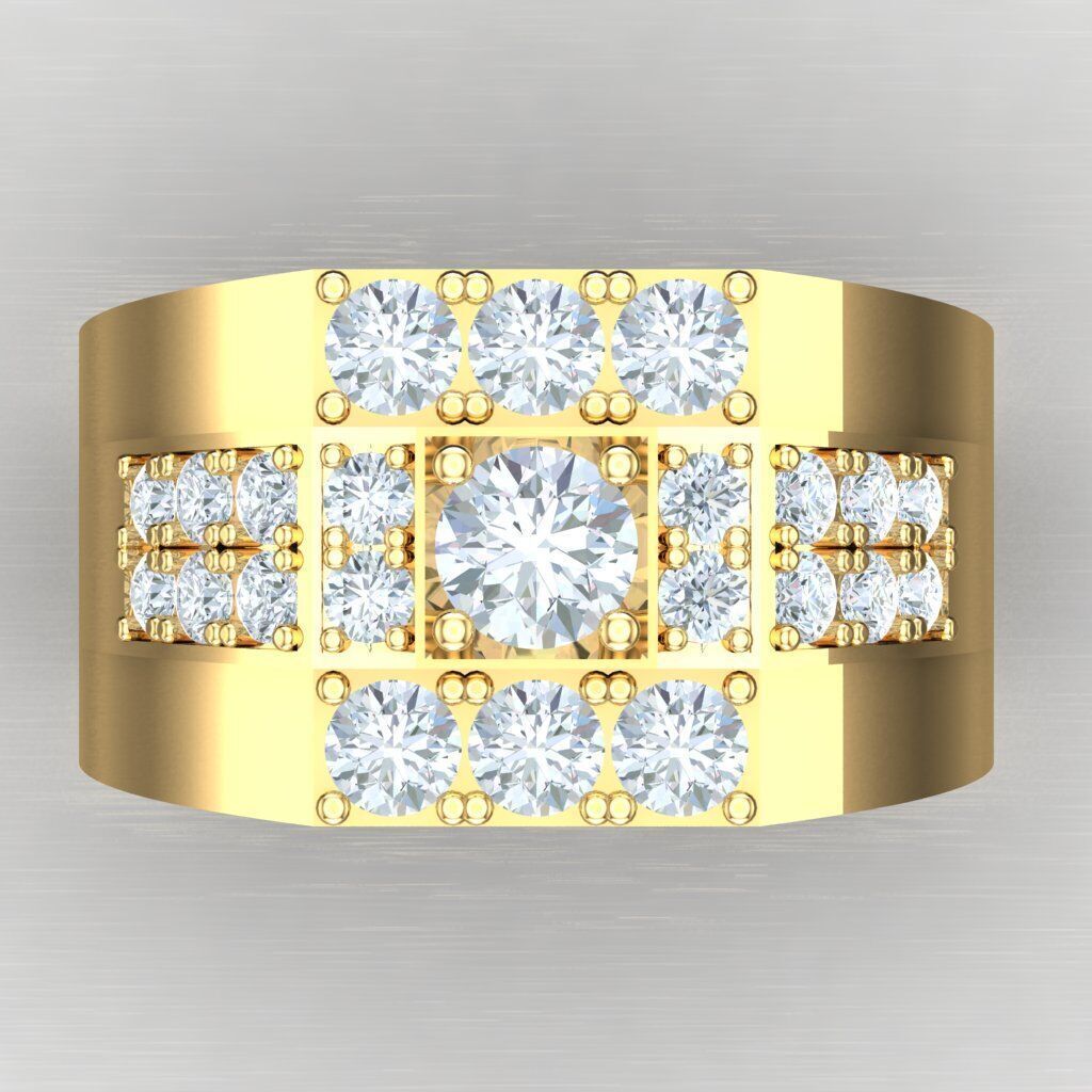 Diamond Accent Men Ring 4MR092 3D print model_9