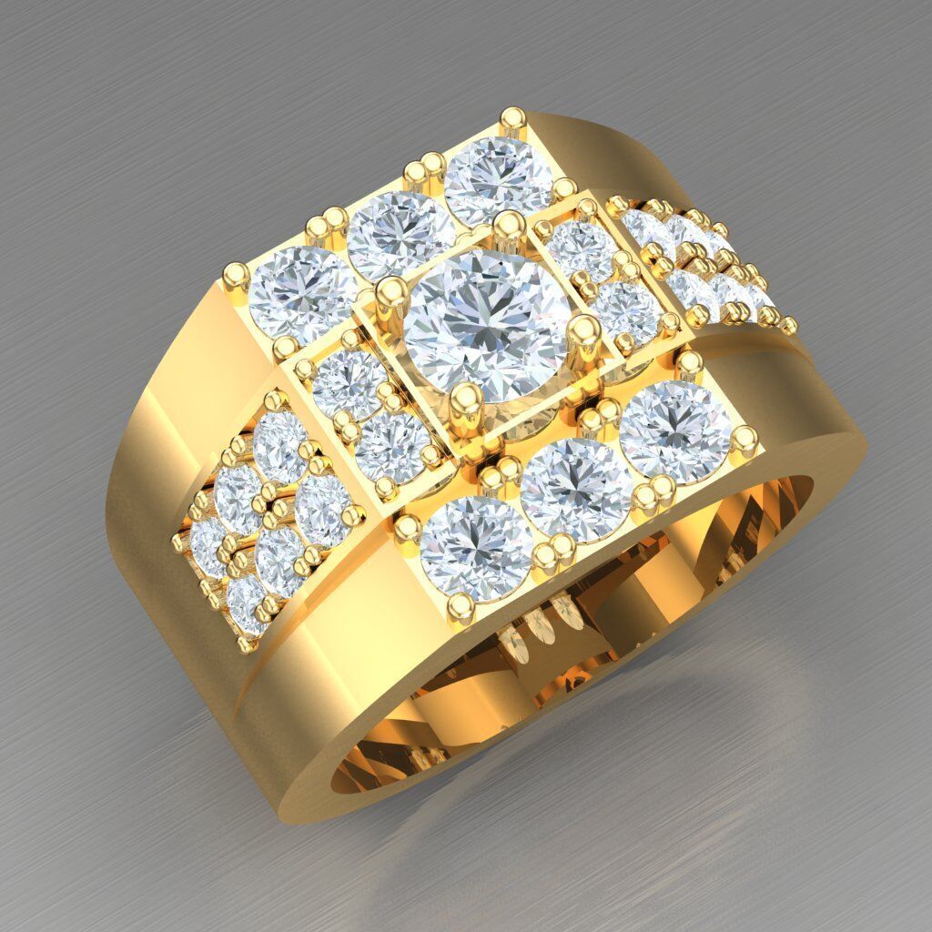 Diamond Accent Men Ring 4MR092 3D print model_11