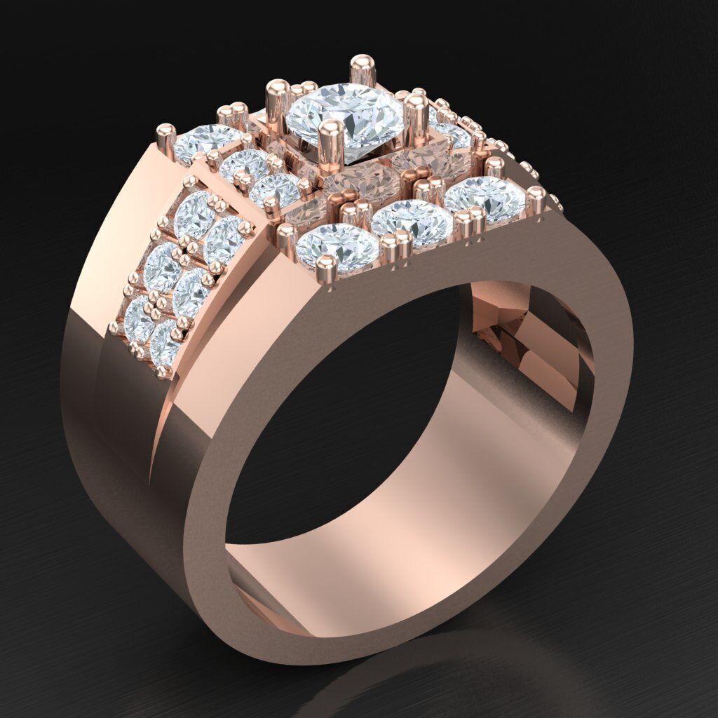 Diamond Accent Men Ring 4MR092 3D print model_5