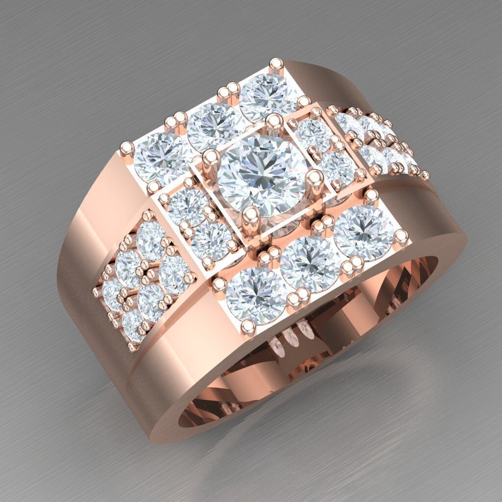 Diamond Accent Men Ring 4MR092 3D print model_10