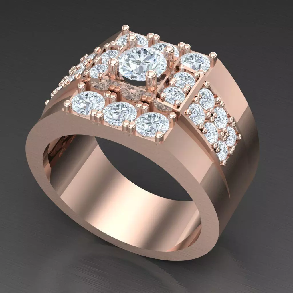 Diamond Accent Men Ring 4MR092 3D print model_0