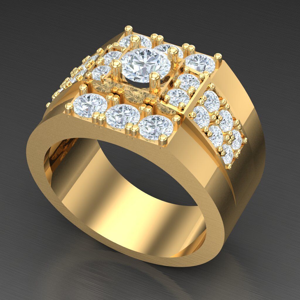 Diamond Accent Men Ring 4MR092 3D print model_7