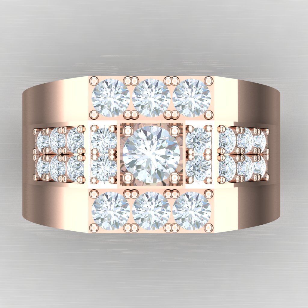 Diamond Accent Men Ring 4MR092 3D print model_8