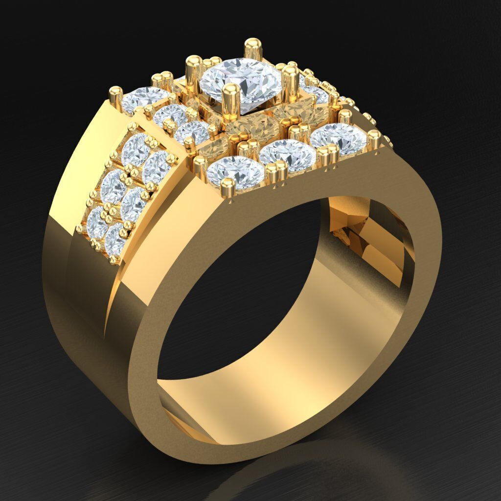 Diamond Accent Men Ring 4MR092 3D print model_2