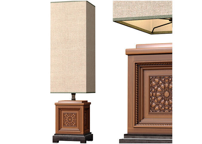 High Wood Arabic Oriental Nightstand buffet Table Lamp 3D model