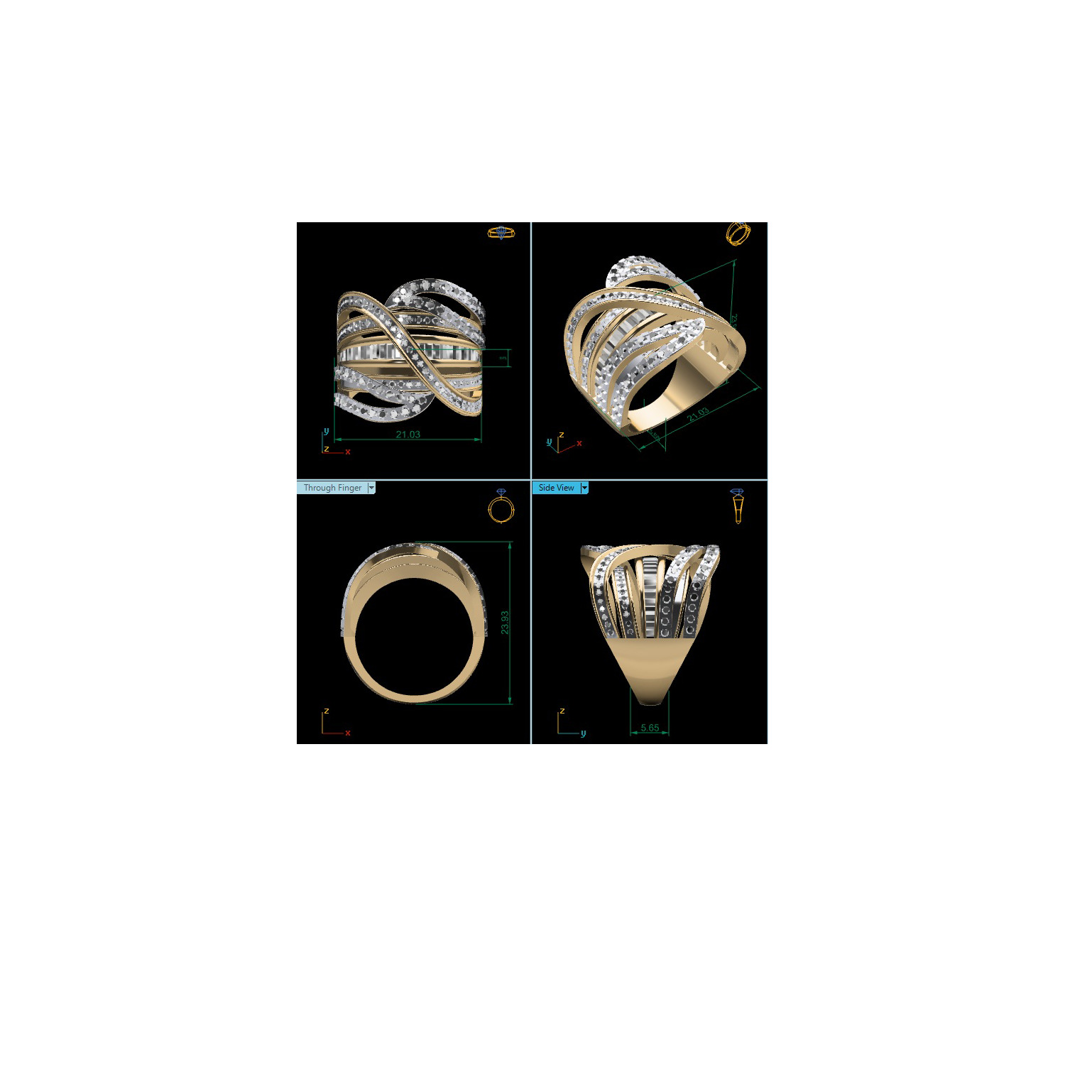 Women Ring Render 3dm STL MTL SLC JCD OBJ FBX Details 3D print model_20