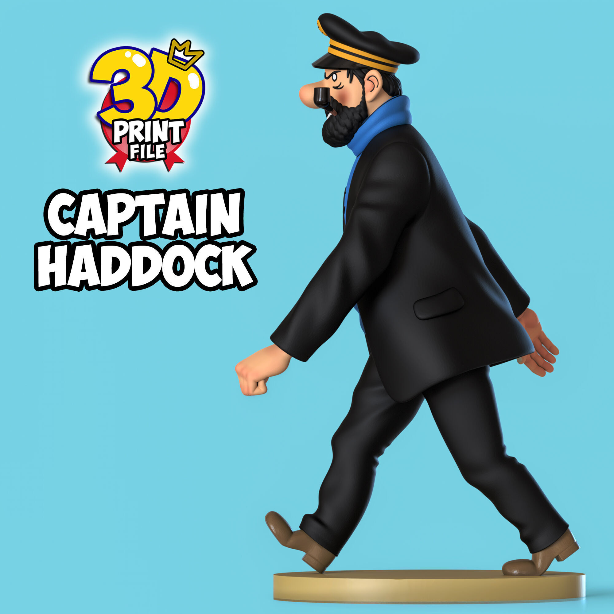 Captain Haddock 3D model Free Size 3D print model_12