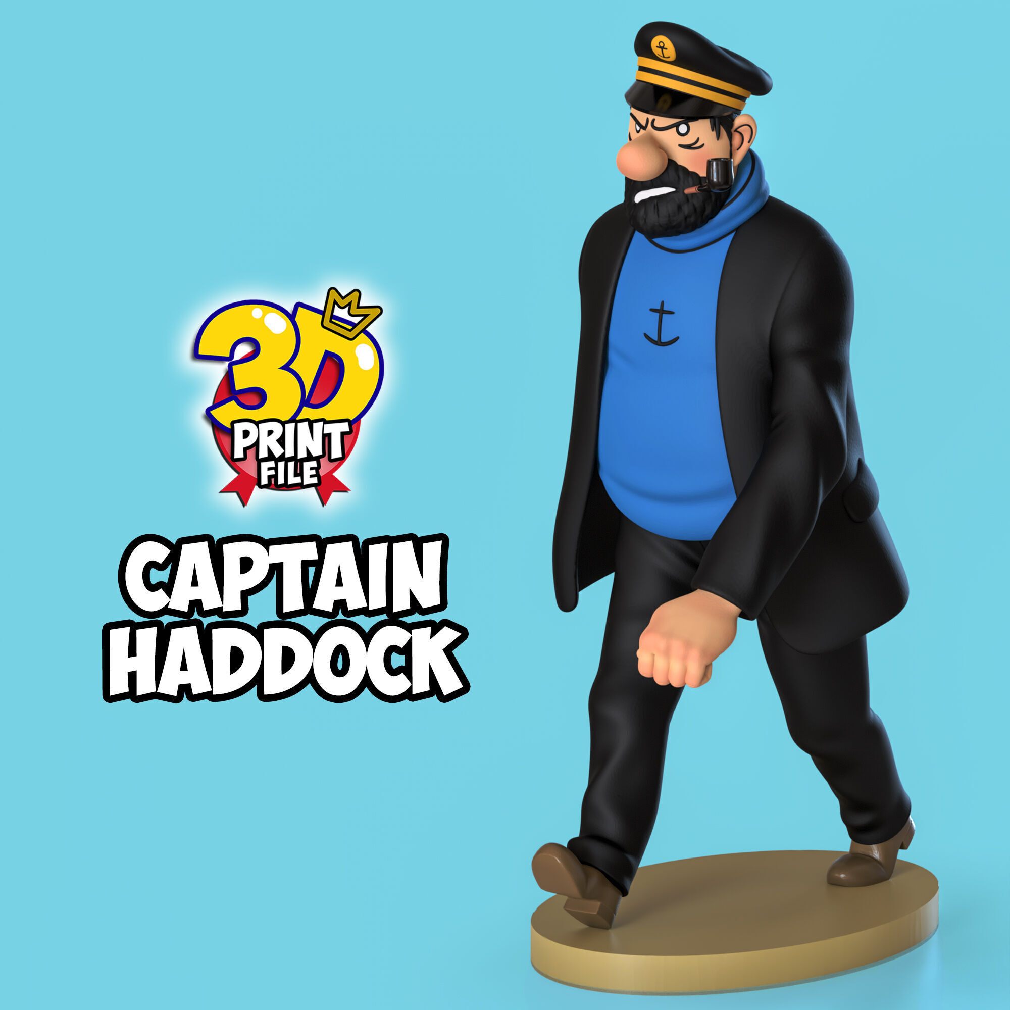 Captain Haddock 3D model Free Size 3D print model_16