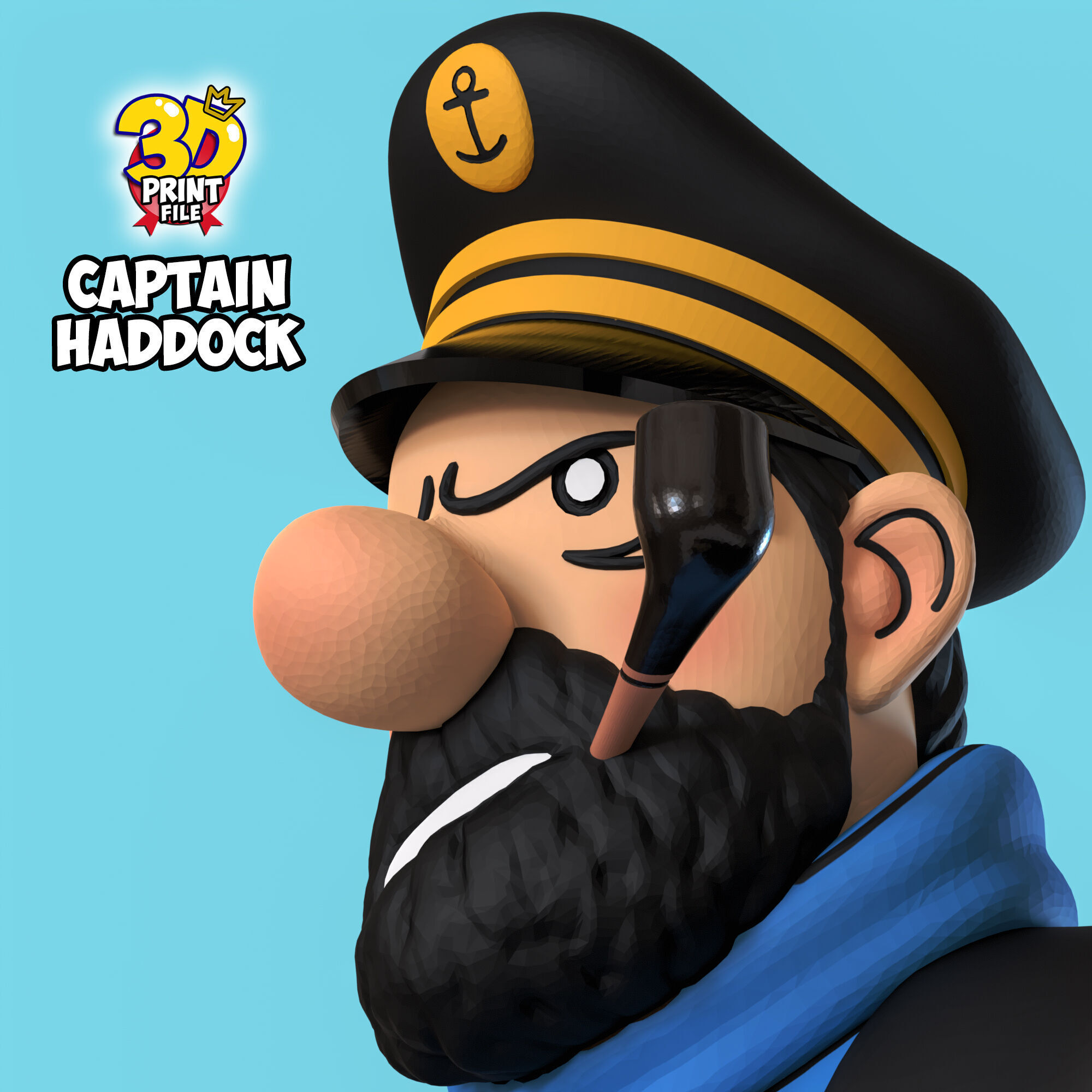 Captain Haddock 3D model Free Size 3D print model_13