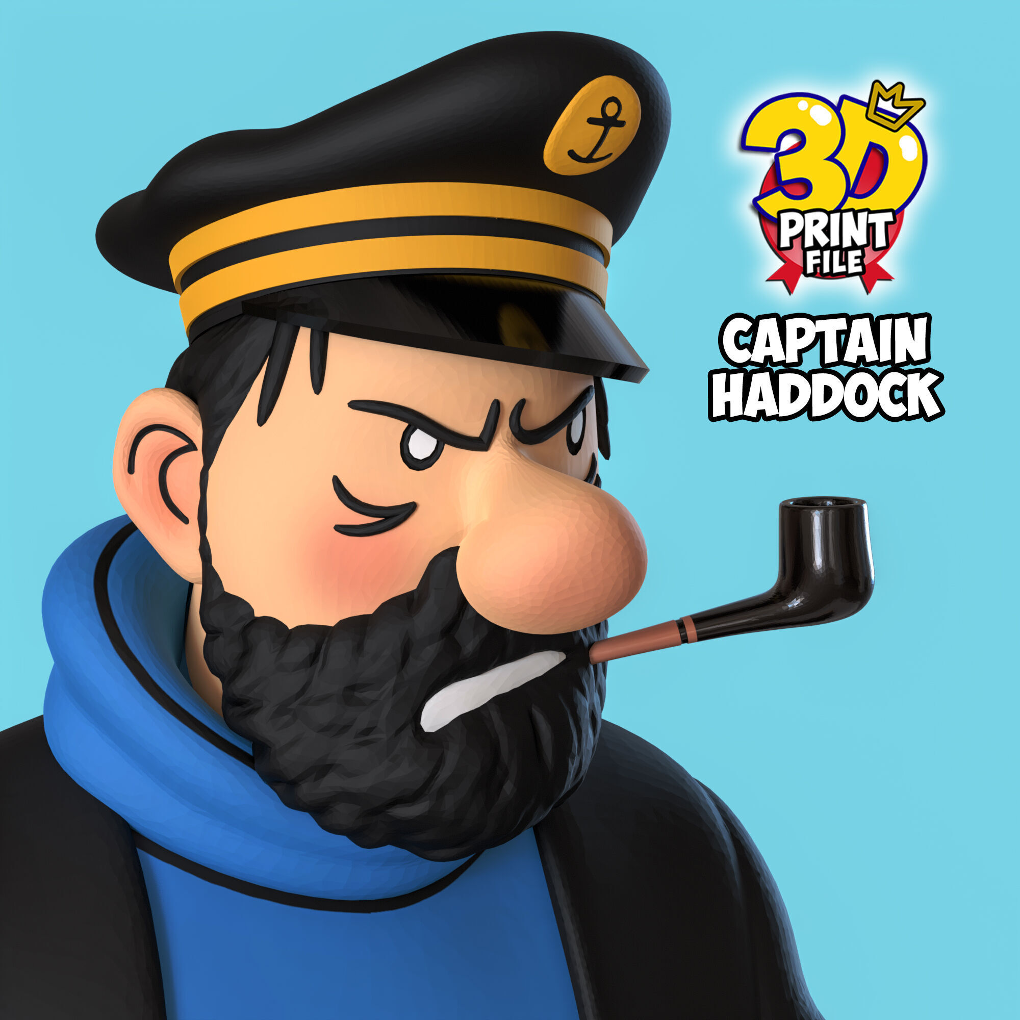Captain Haddock 3D model Free Size 3D print model_17