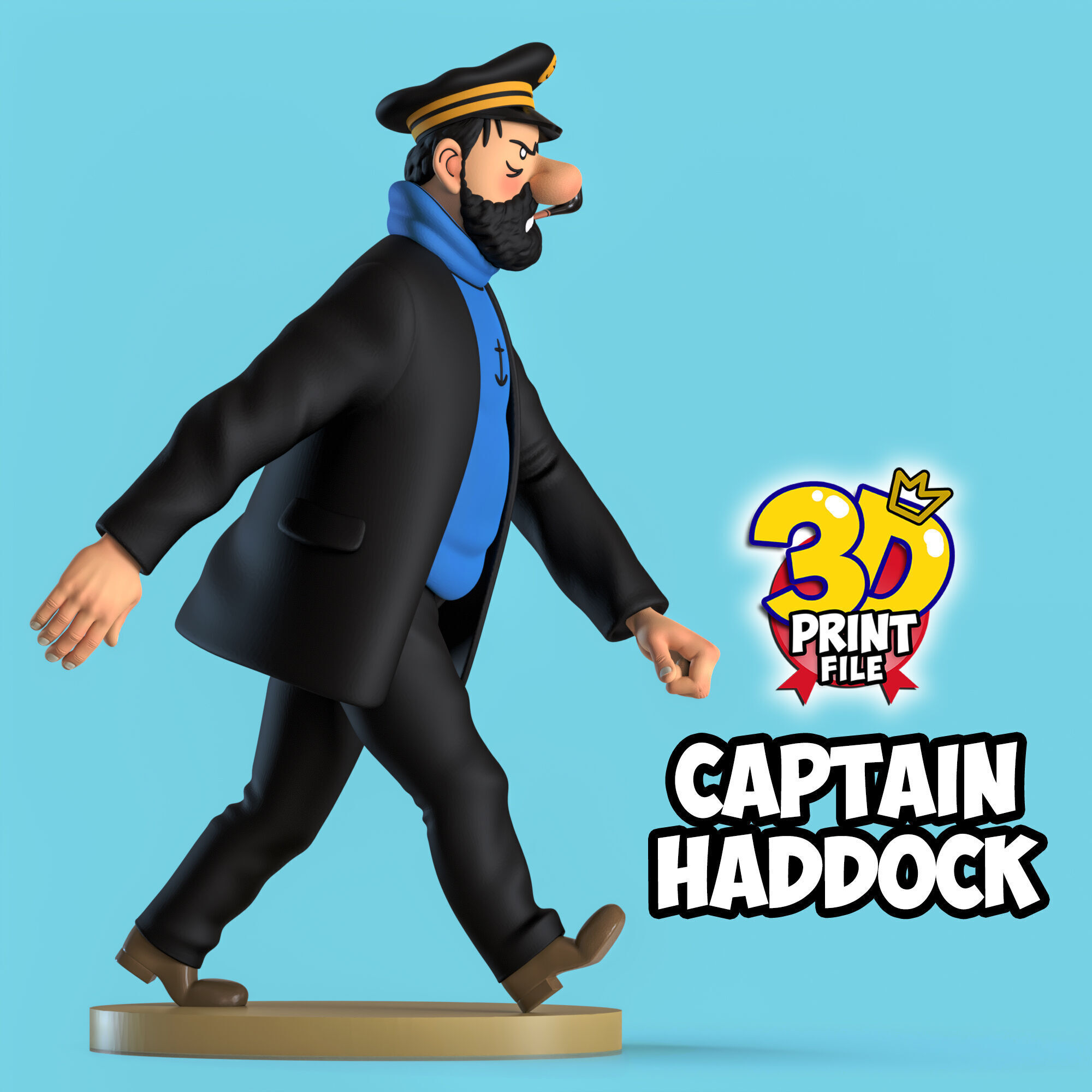 Captain Haddock 3D model Free Size 3D print model_4