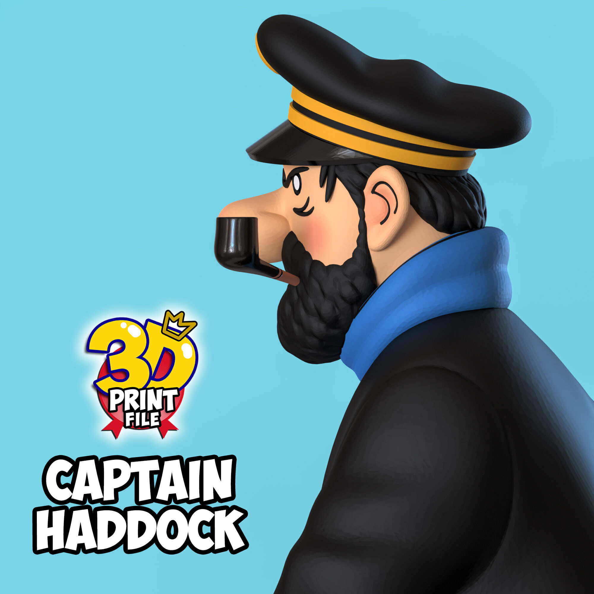 Captain Haddock 3D model Free Size 3D print model_5