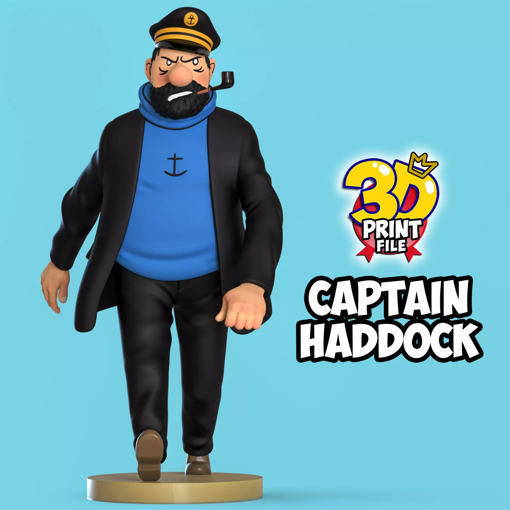 Captain Haddock 3D model Free Size 3D print model_0