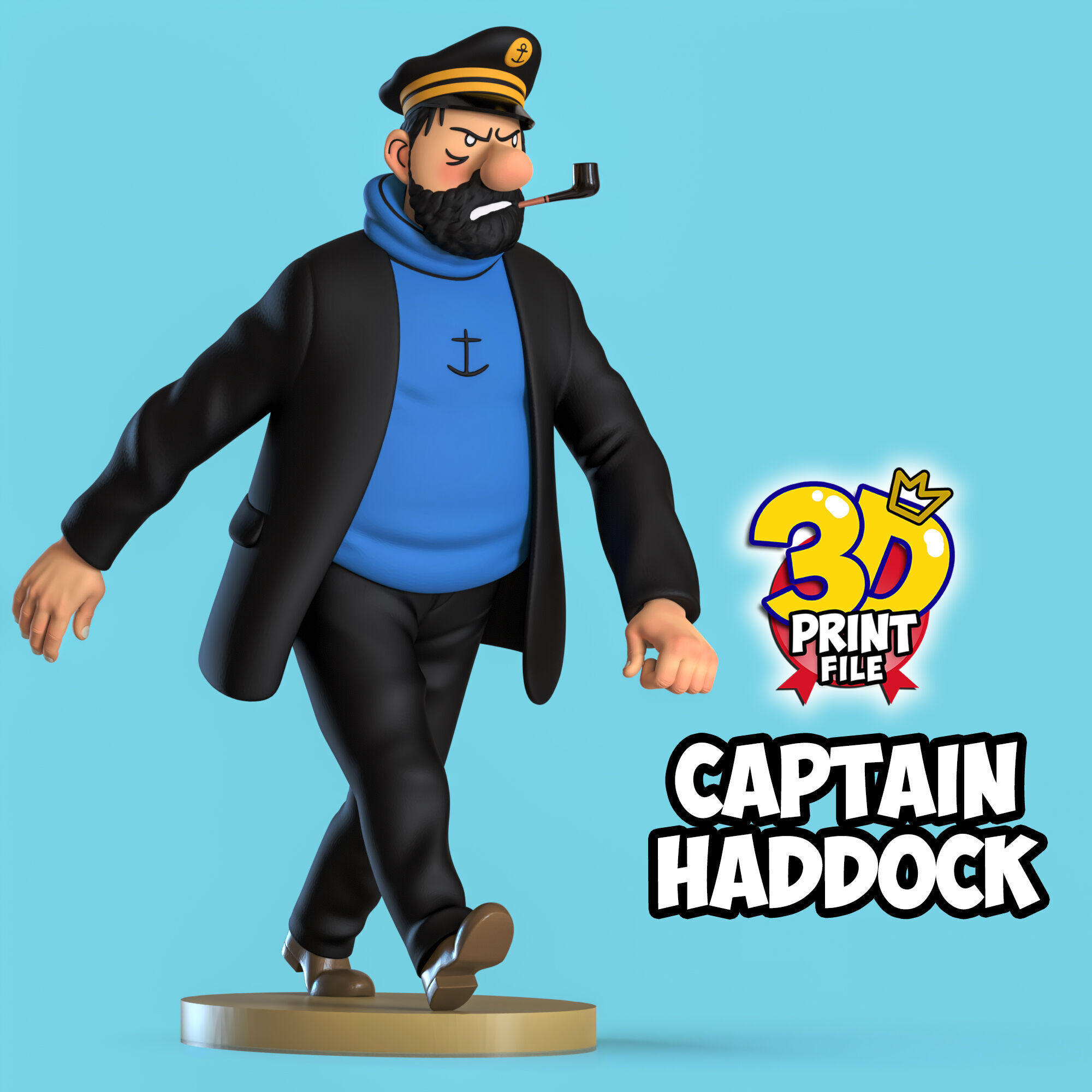 Captain Haddock 3D model Free Size 3D print model_2