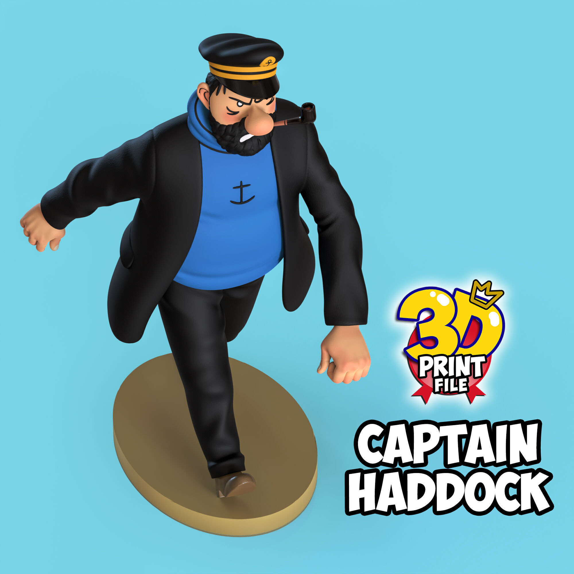 Captain Haddock 3D model Free Size 3D print model_3