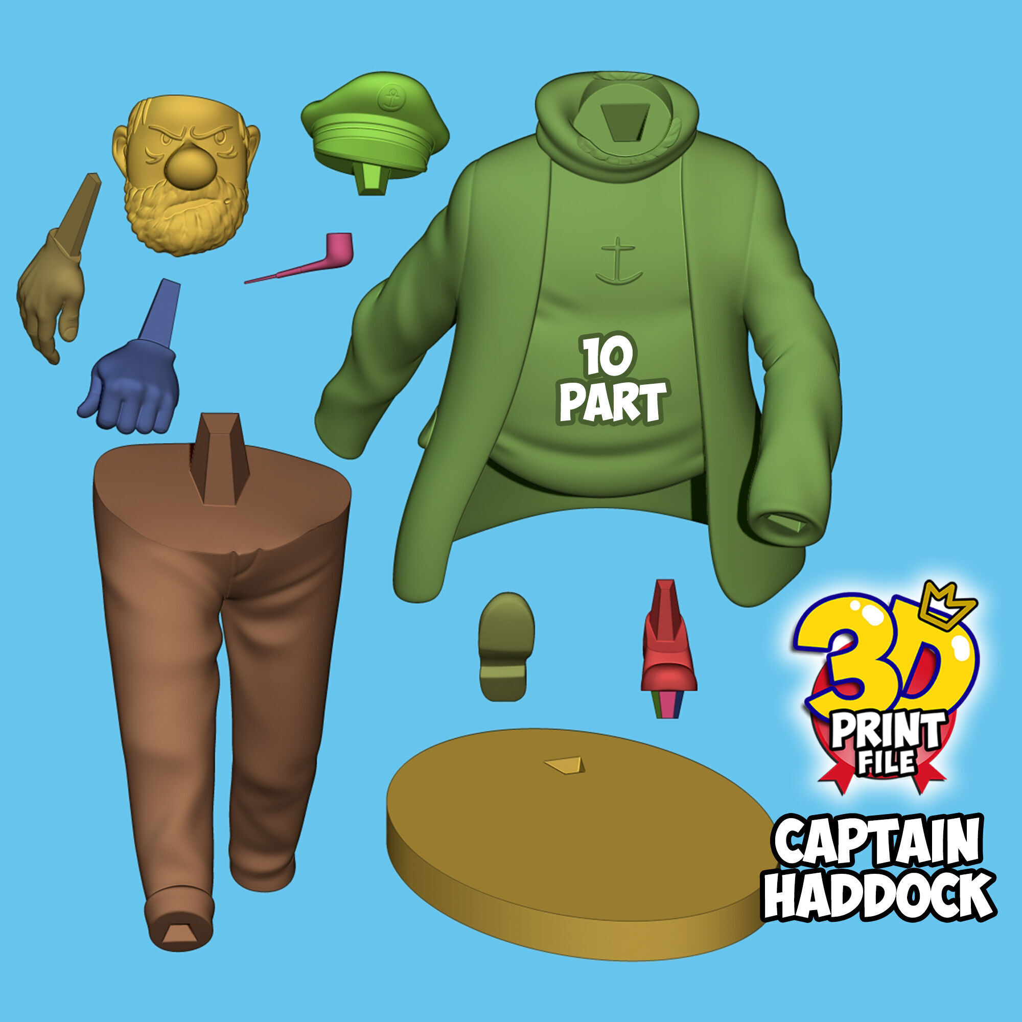 Captain Haddock 3D model Free Size 3D print model_1